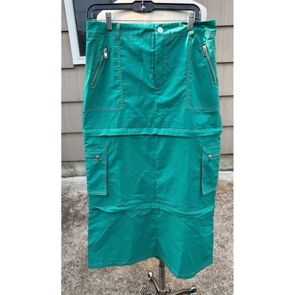 dELiA*s Vintage Y2K Convertible Zip Off Cargo Skirt Green Mini Maxi Utility M